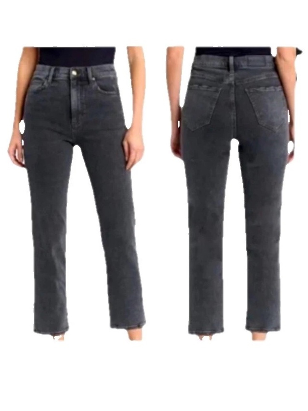 Pistola Black Cropped High Waist Raw Hem Slight Flare Women’s Denim Jeans sz. 28